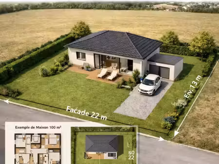 terrain constructible 769 m2 façade 22 m libre construct