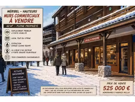 local professionnel à vendre meribel les allues 2 pièce(s) 62m2 525 000€