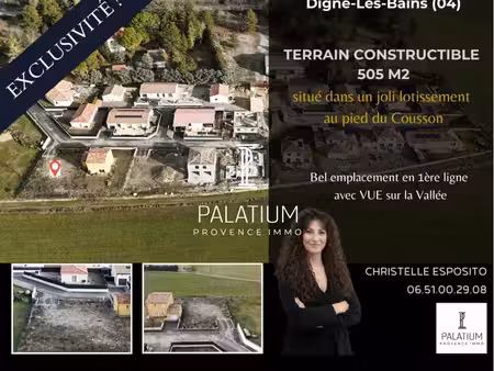 exclusivité ! terrain de 505 m2 prêt a construire