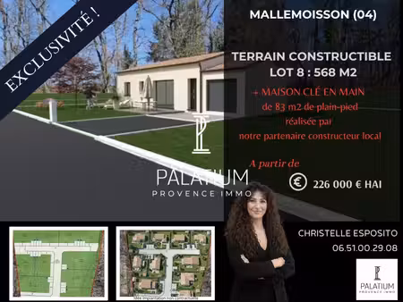 exclusivité ! beau potentiel ! terrain constructible de 568 m2 avec projet de maison clé e