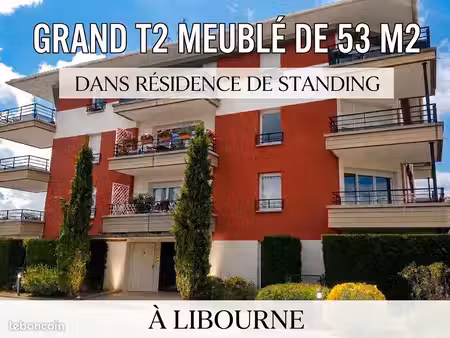 grand t2 meublé de 53 m2 dans residence de standing balcon ascenseur parking