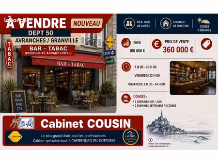 fonds de commerce bar  pmu  tabac 150 m²