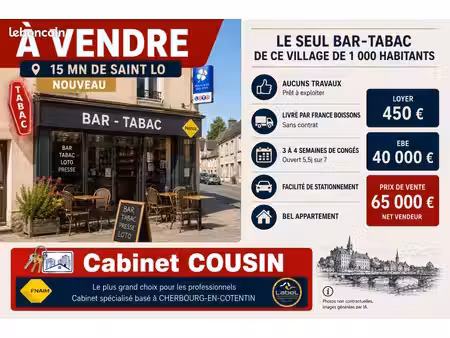 fonds de commerce bar  tabac 30 m²