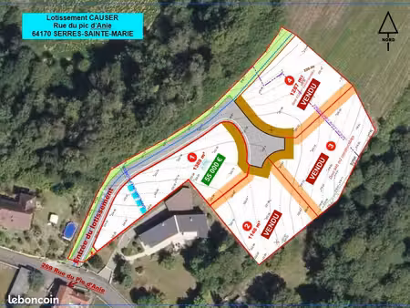 terrain de 1389 m2 viabilisé dans lotissement de 4 lots