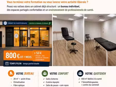 bureau de 20 m² à louer au sein d'un cabinet pluridisciplinaire santé de 400 m² à rouen