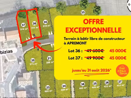offre exceptionnelle - terrain viabilisé idéalement situé à apremont