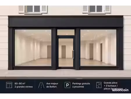 local commercial 90 m² – 2 grandes vitrines – belfort