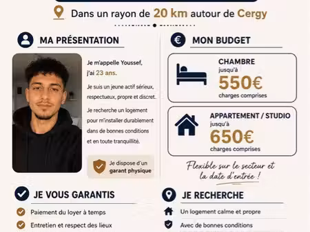 recherche logement – jeune actif sérieux – secteur cergy 20 km