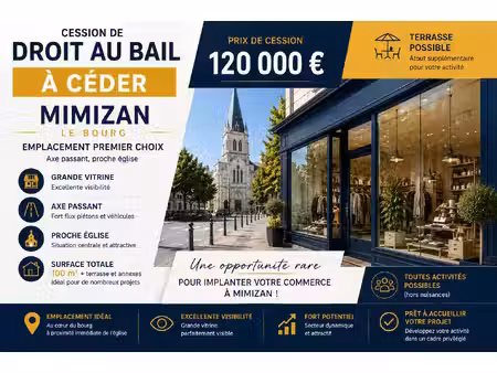 vente cession de bail  100.00m²  mimizan