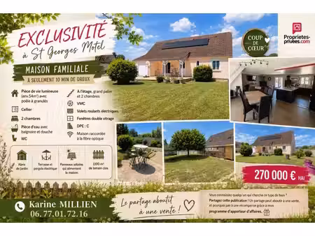 saint georges motel 27710 maison individuelle - 1 étage - 4 chambres - panneaux solaires -
