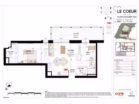à vendre : appartement 2 pièces t2c + cabine dont une chambre et un balcon vue montagne à 