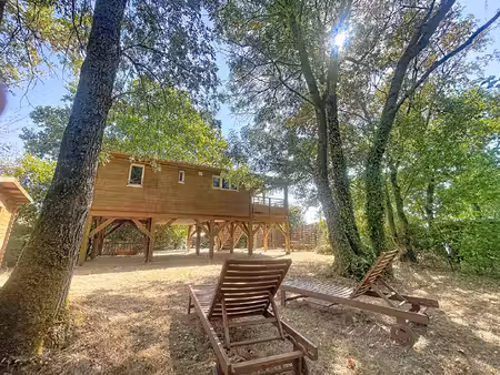 chalet bois sur pilotis 35 m²  terrasse 14m² couverte terrain 559 m²
