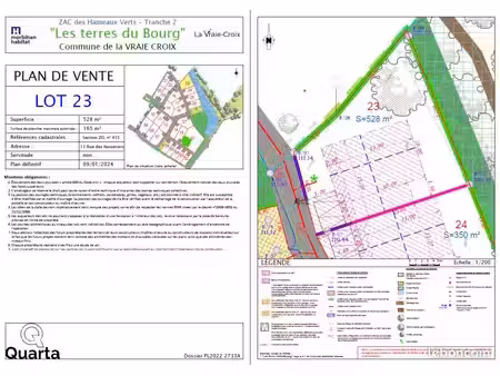 terrain 528 m² la vraie croix