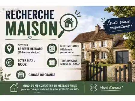 nous recherchons maison a louer