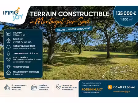 vente terrain 1802 m² montaigut-sur-save (31530)