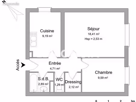 appartement 2 pièces 48 m²
