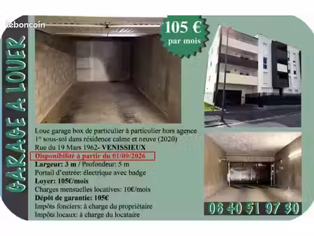 loue garage sous-sol à venissieux