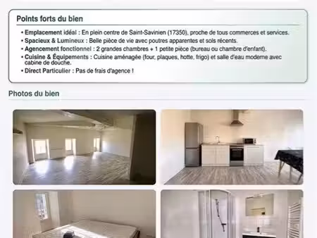 appartement 90 m² – 2 chambres + bureau – saint-savinien – proche saintes