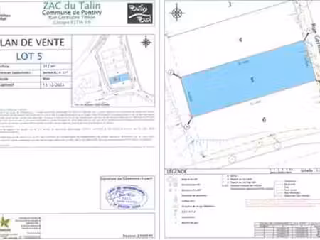 vente terrain à pontivy centre ville (56300) : à vendre / 312m² pontivy centre ville