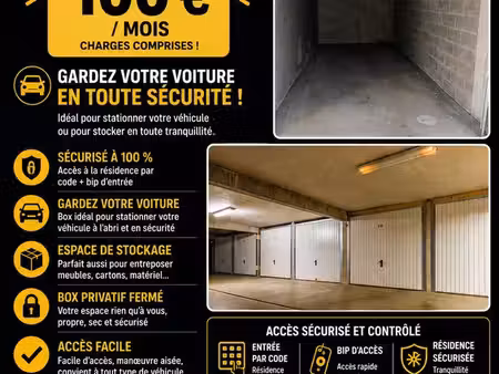 grand parking box fermé & securisé champs sur marne 15m2