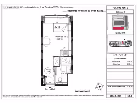 appartement 1 pièce 20 m²