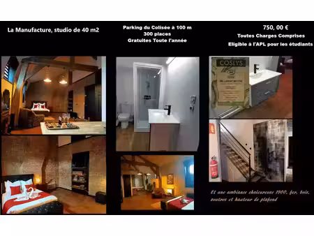 location meublée appartement 2 pièces 40 m² à roubaix (59100)  750 €