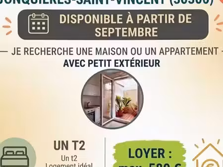recherche location t2 pour ma maman à jonquières-saint-vincent (30300)