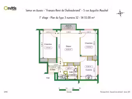à louer - appartement t3 à semur-en-auxois