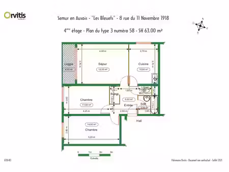 à louer - appartement t3 à semur-en-auxois