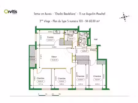 à louer - appartement t5 à semur-en-auxois