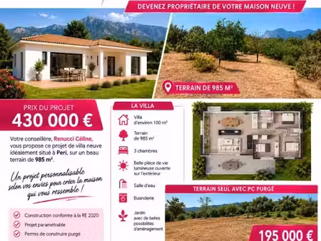 vente terrain 985 m² à peri (20167)  195 000 €
