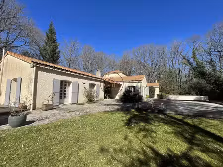 grande maison d'architecte sur un terrain arboré avec piscine