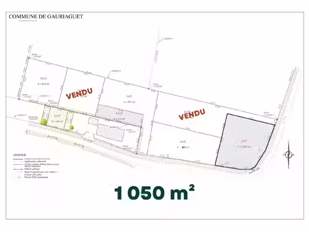 vente terrain 1050 m² gauriaguet (33240)