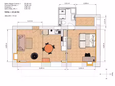 vente appartement 2 pièces 51.19 m² à aix-les-bains (73100)  210 000 €
