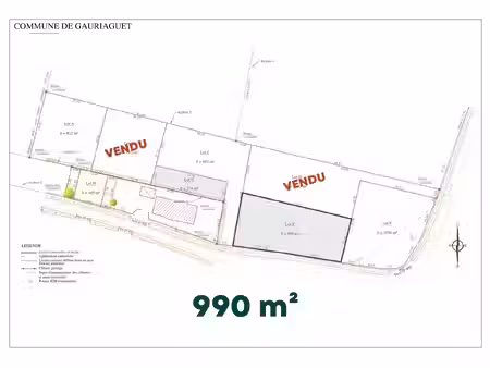 vente terrain 990 m² gauriaguet (33240)