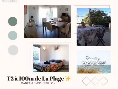 location bail mobilité 3 à 6 mois - l'hippocampe-t2 avec terrasse-100m de la plage