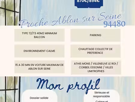 recherche t2/t3 40m2 minimum