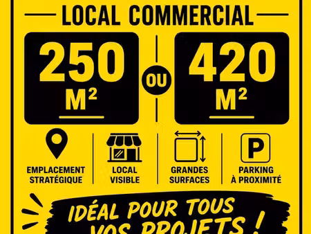 local commercial à louer – 250 m² ou 420 m² – emplacement stratégique