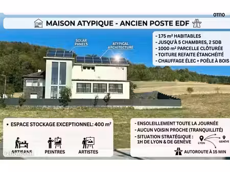 bien d’exception : ancien poste edf de 175 m² + 400 m² de stockage sur 1 000 m² – aranc (0