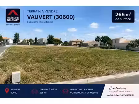 vente terrain 265 m² à vauvert (30600)  129 900 €