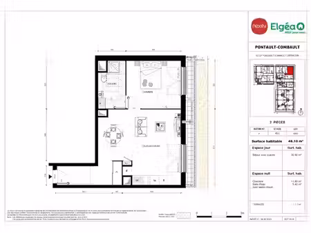location appartement 2 pièces 48 m² à pontault-combault (77340)  934 €
