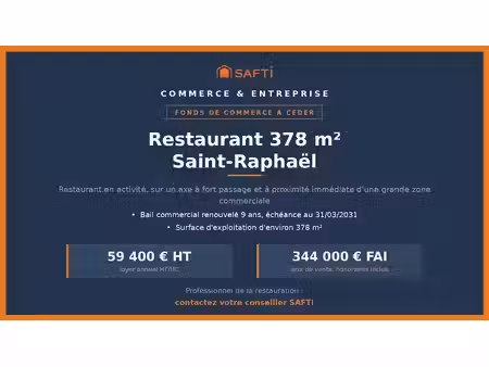 vente locaux professionnels 0 pièces 420 m² à saint-raphael (83700)  340 000 €