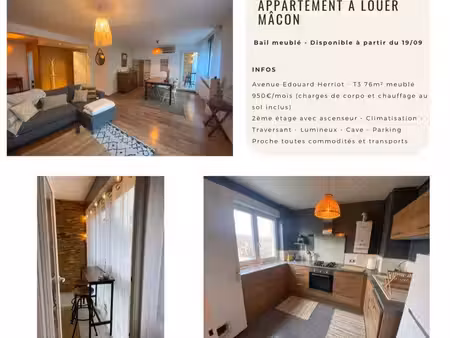 appartement t3 76m2 meublé mâcon