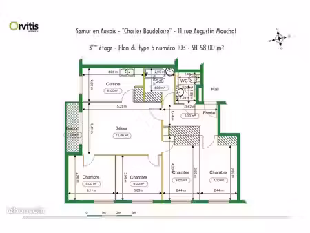 appartement 5 pièces 68 m²