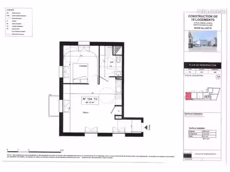 appartement 1 pièce 46 m²