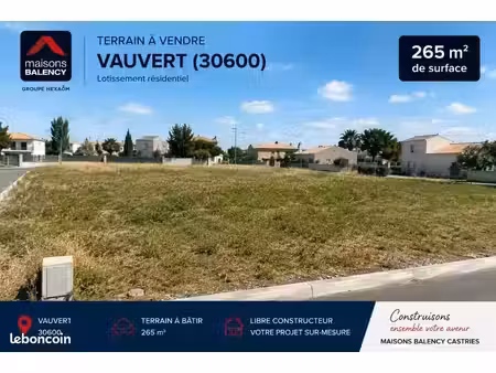 terrain 265 m² vauvert