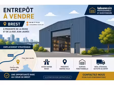 brest rive gauche entrepôt / local industriel 320 m2 proche centre