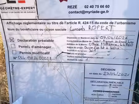 à vendre terrain constructible