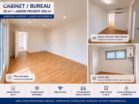 bordeaux caudéran - cabinet / bureau de 35m2 entièrement rénové + jardin privatif 200m2