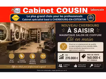 fonds de commerce coiffure 100 m²